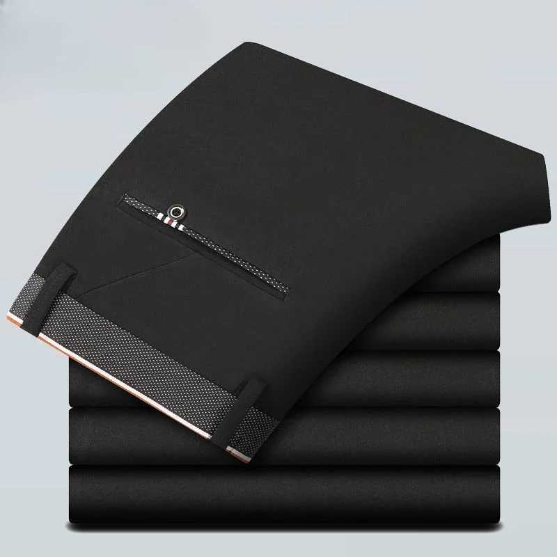 Stylish Black Dress Pants for Men Comfortable Casual Trousers Four-Season Korean Business Suit Pants Male Stretch Slim-Fit Pants W250225