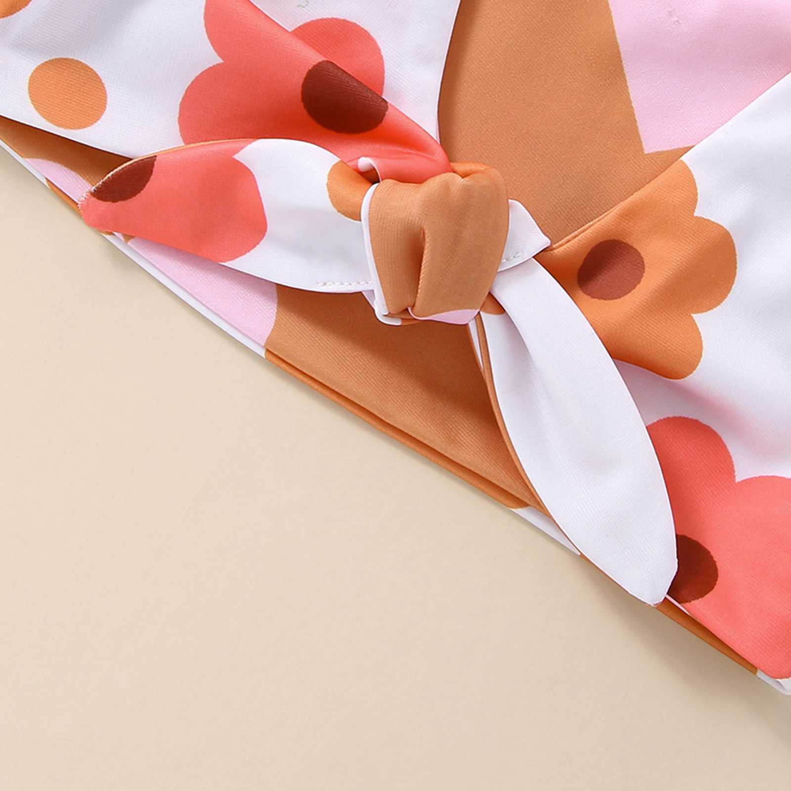 2022-11-24 Lioratine 0-4T Infant Girls Summer Swimsuit Flower Heart Print V-Neck Front Knotted Vest High Waist Shorts X250224