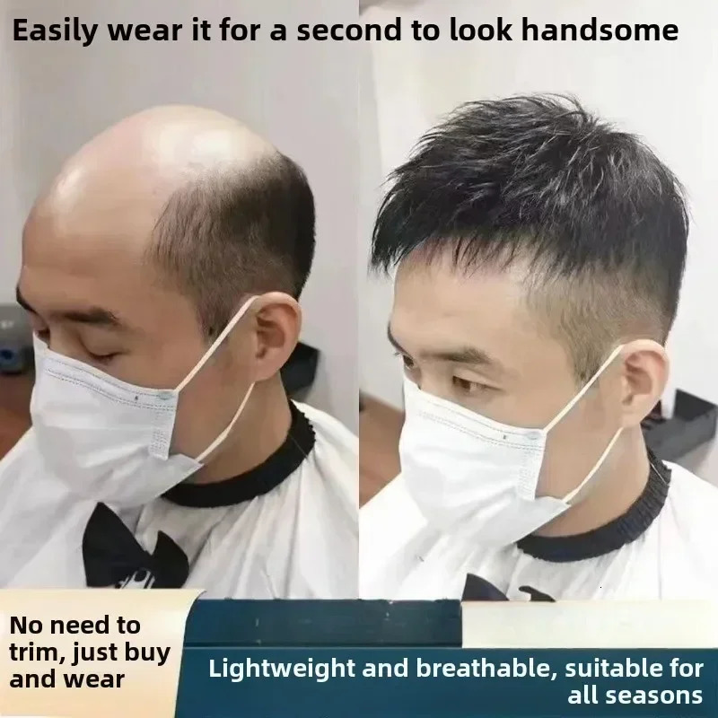 6Inch Human Hair 16x18cm Men Toupee Clip in Hair Topper Replacement System Capillary Prothesis Male Hair Wig 250224