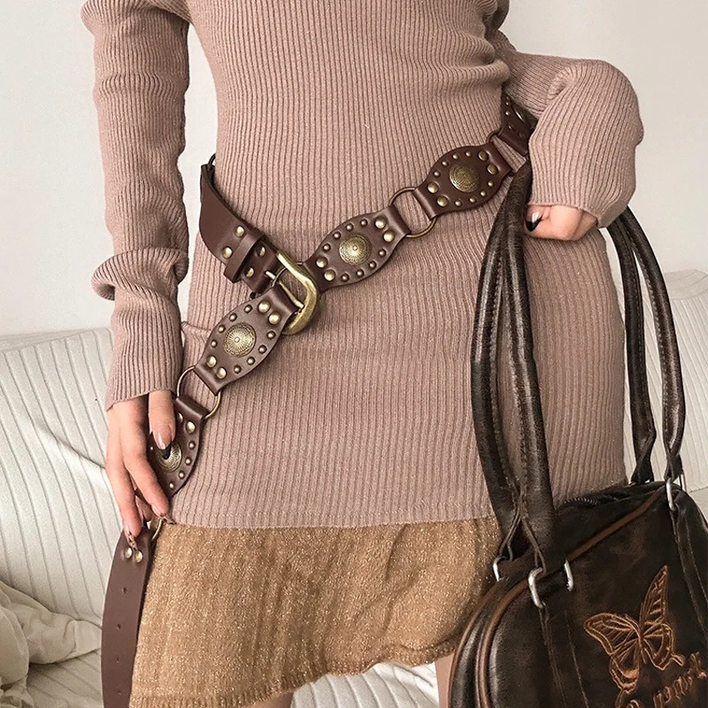 Desinger Belts For Women High Quality Punk Gothic Vintage Brown Corset Belt Female Unisex Men Waistband Western Cowgirl Cowboy 250221