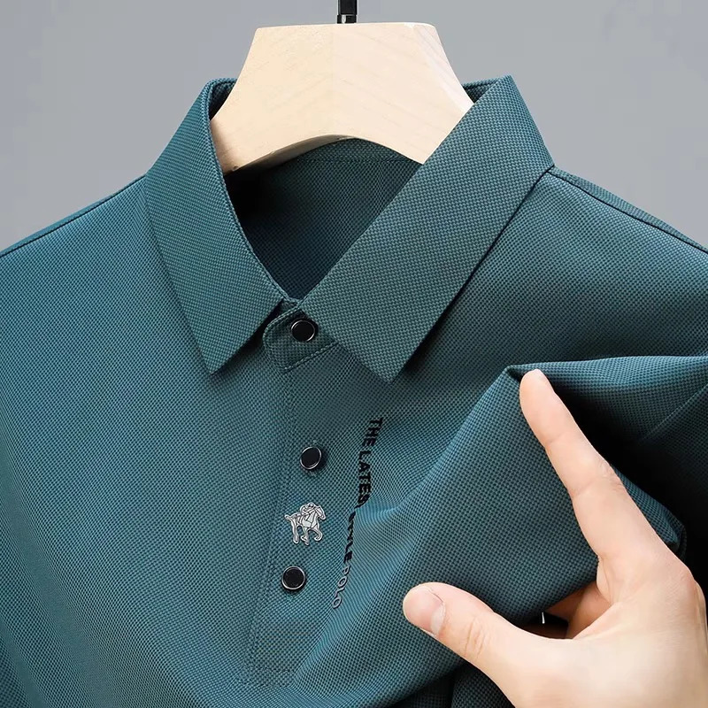 High end fashion printed short sleeve POLO shirt mens summer trend ice silk casual T-shirt comfortable cool top 250222