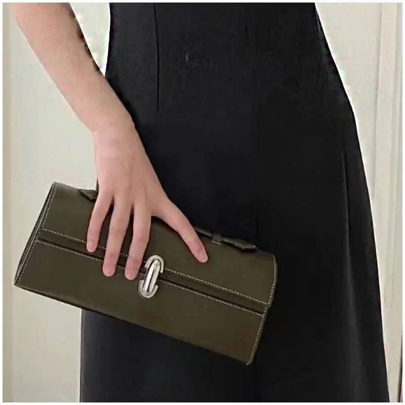 Brand Genuine Leather Tote Women's Simple Handbag Small Square Baguette Bags High Quality Savette Symmetry Slim Bag