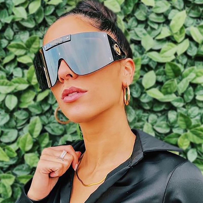Oversized Steampunk Sunglasses Men One Piece Women Luxury Designer Steam Punk Eyewear Vintage Sun Glasses UV400 Retro Goggles Sport Rimless TJ15 CB CA