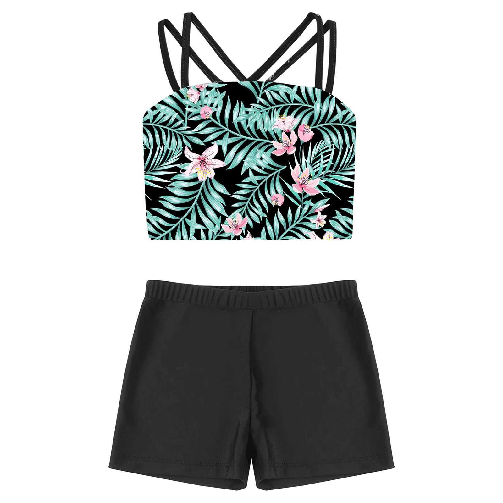 Childrens swimsuits childrens swimsuits girls swimsuits shoulder straps vests shorts beach swimming pools swimming pool swimsuits X250224