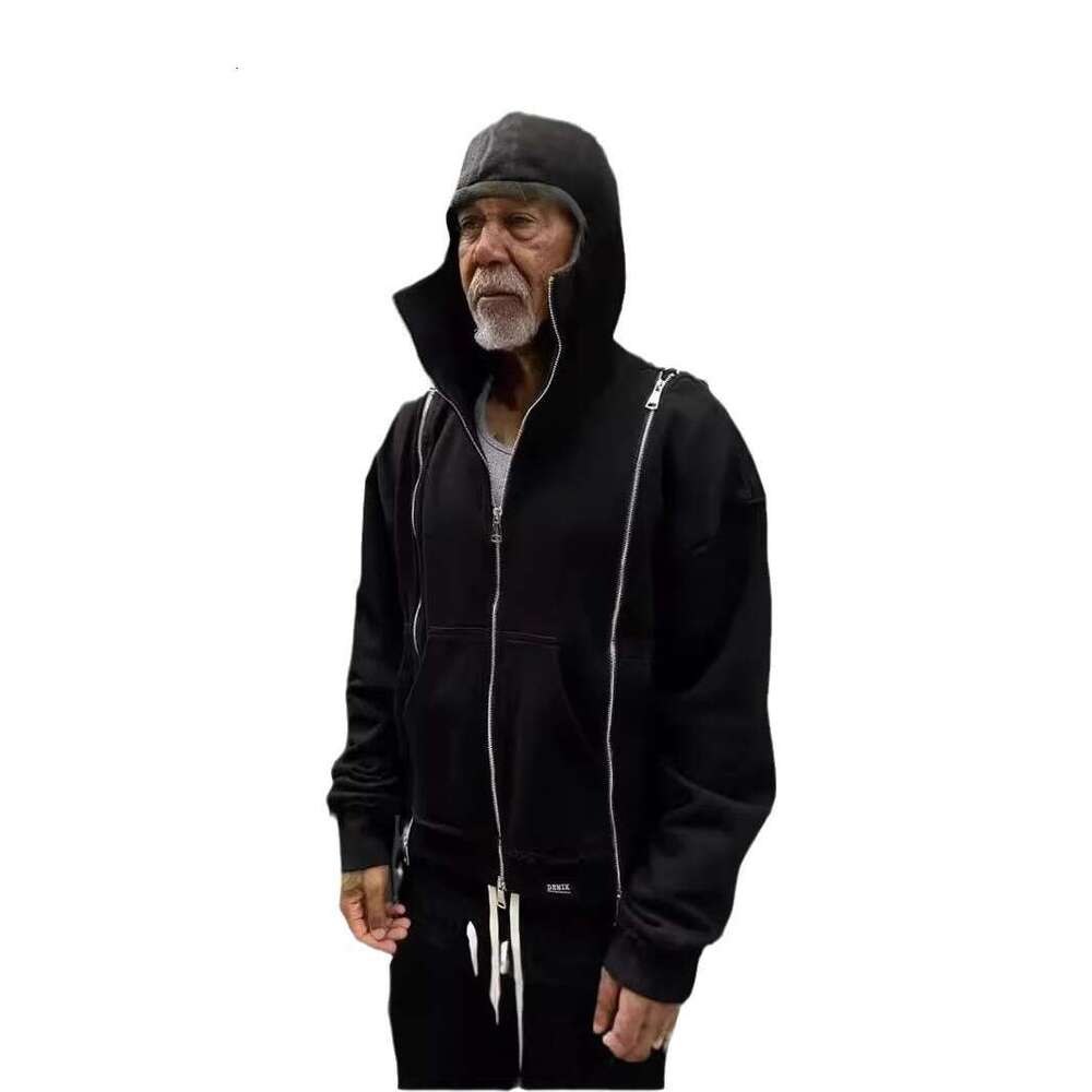 New American High Street Casual Splicing 3 Unique Zipper Hoodie Unisex