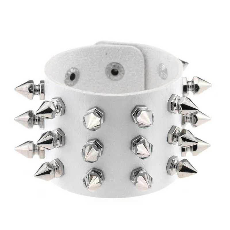 Vintage Leather Bracelet Three Row Hospital Spikes Rivet Stud Wide Cuff PU Leather Punk Gothic Rock Unisex Bracelet Men JewelryXJ250225