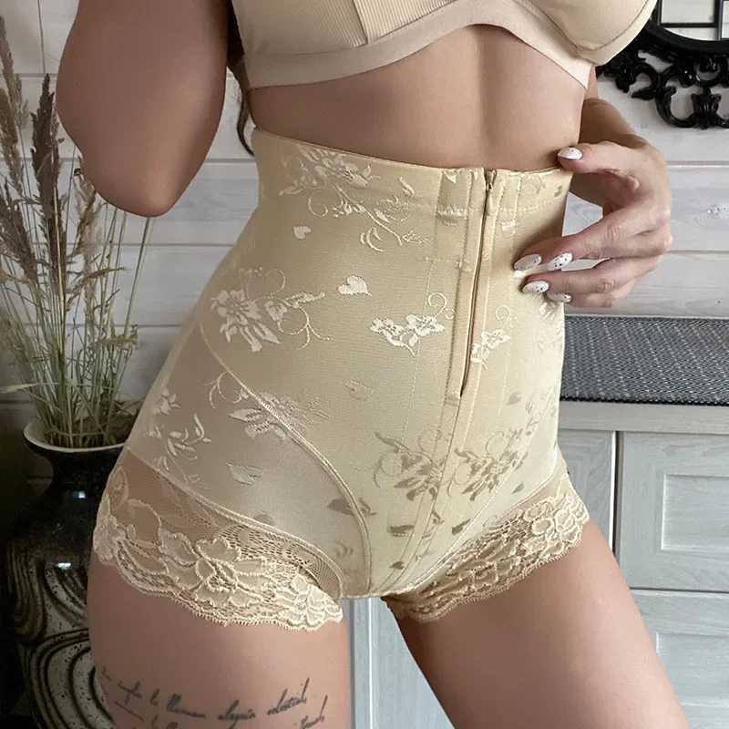 New Arrival Womens High Waist Sexy Lace Body Shaper With Zipper Tummy Control Panties Postpartum Female Shapewear Butt Lifter Waist Trainer Z250225