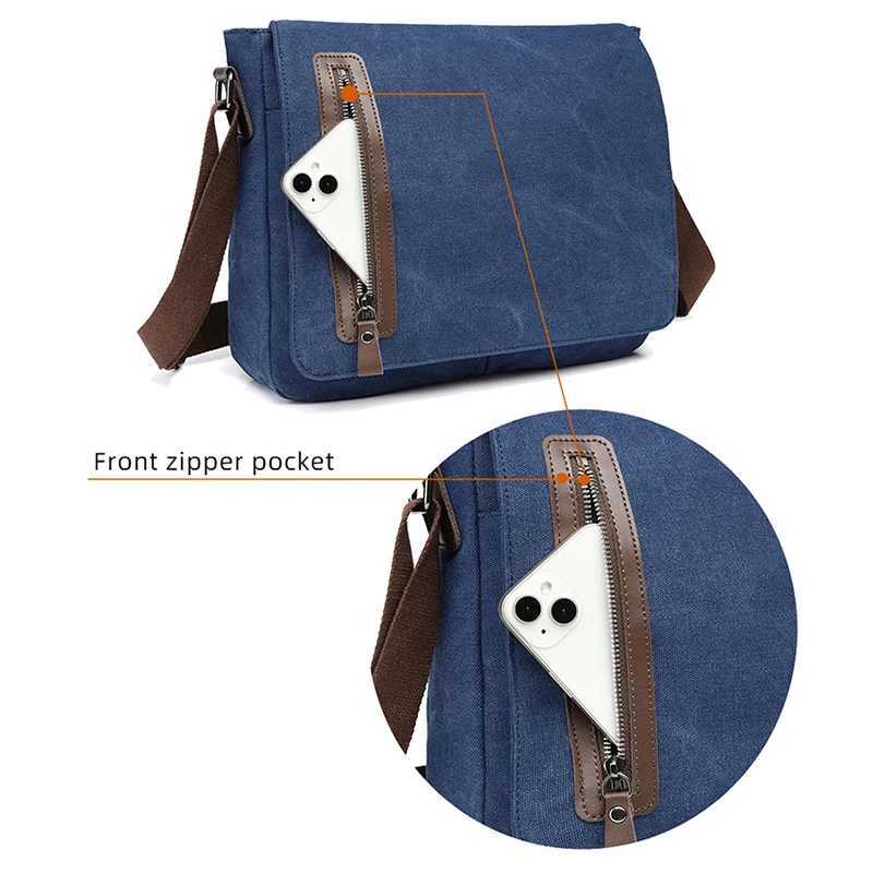 Messenger Bag Men Shoulder Canvas Business Crossbody Vintage Pack Casual Trip Office Portable Travel Fashion Bags Y158A Z250225
