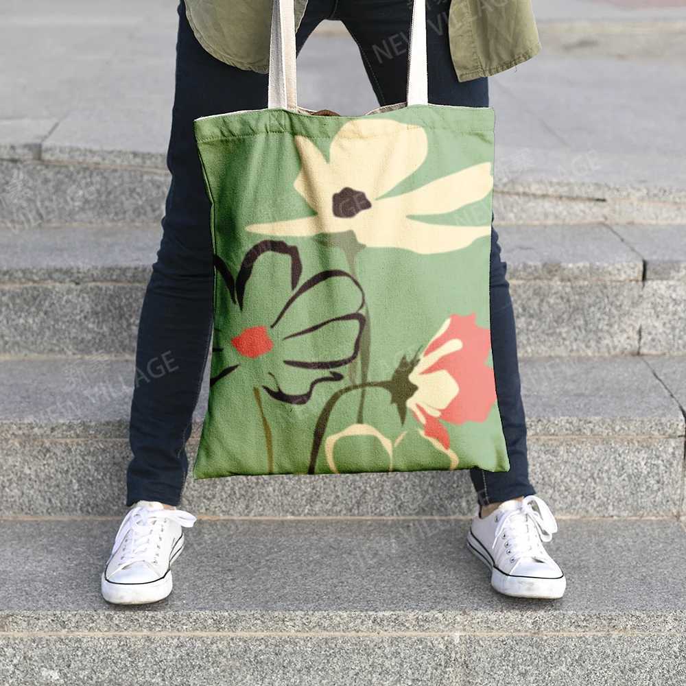 Canvas shoulder bag organization storage Handbags cosmetics travel Womens bag Shopping Fabric pouch nordic boho grocery Z250224