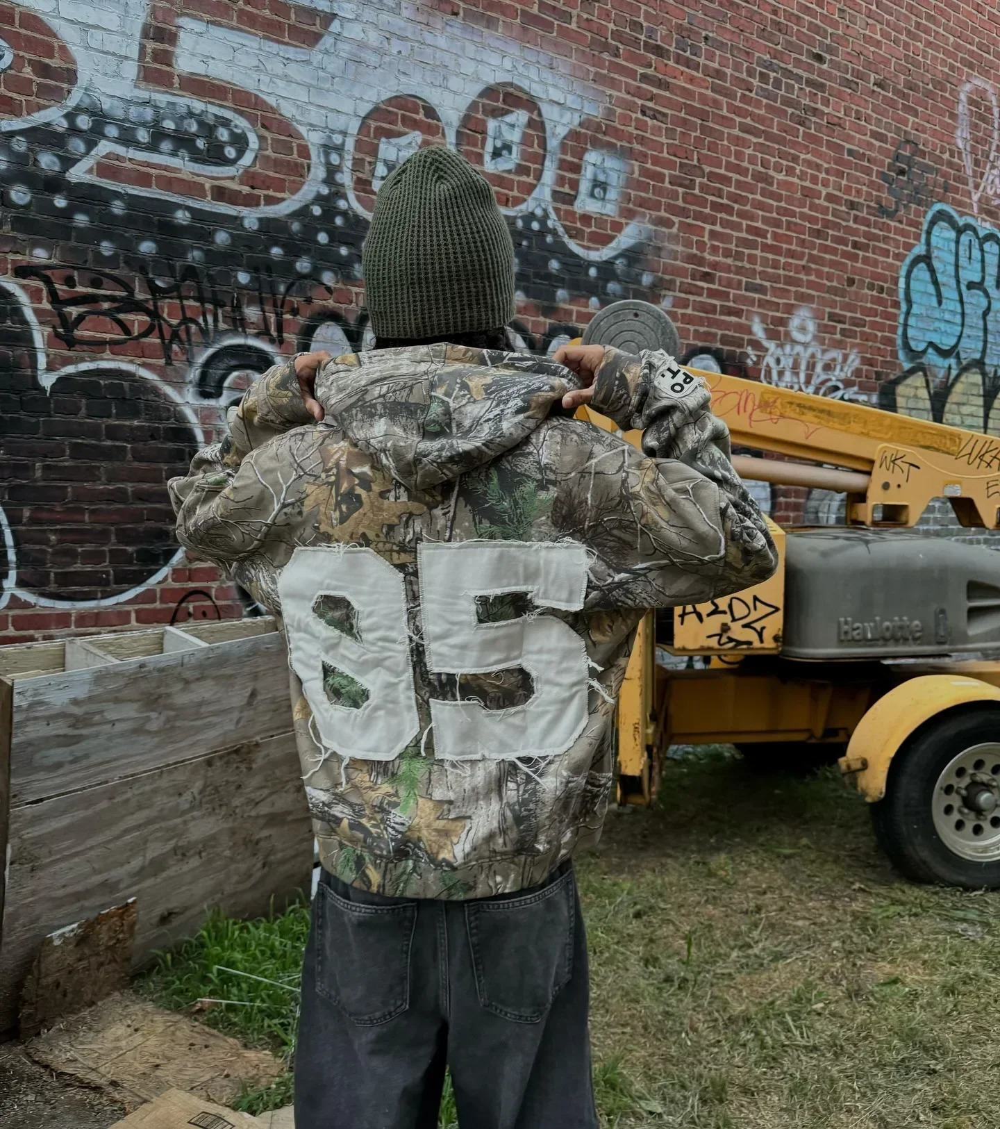 Retro Camouflage Patchwork Sweatshirt Loose Hoodie Oversize American Hip-Hop Street Rock Unisex Clothing Y2K 250225