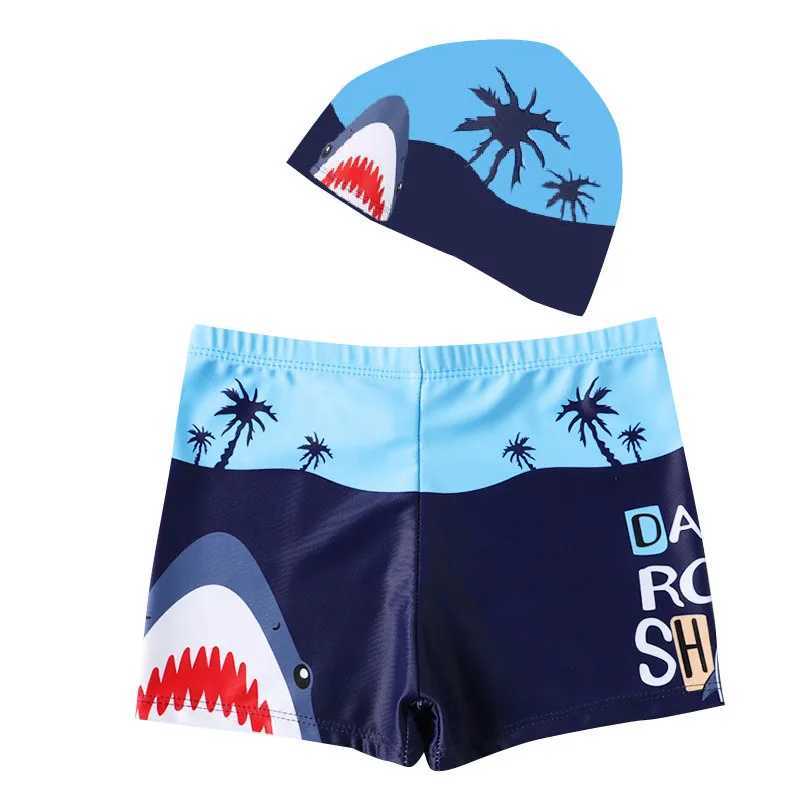 Children Swimming Trunk Boys 2024 Summer Shorts Pants+Swimming Cap Suit Toddler Beach Swimwears Cartoon Baby Clothes Swimwear X250224