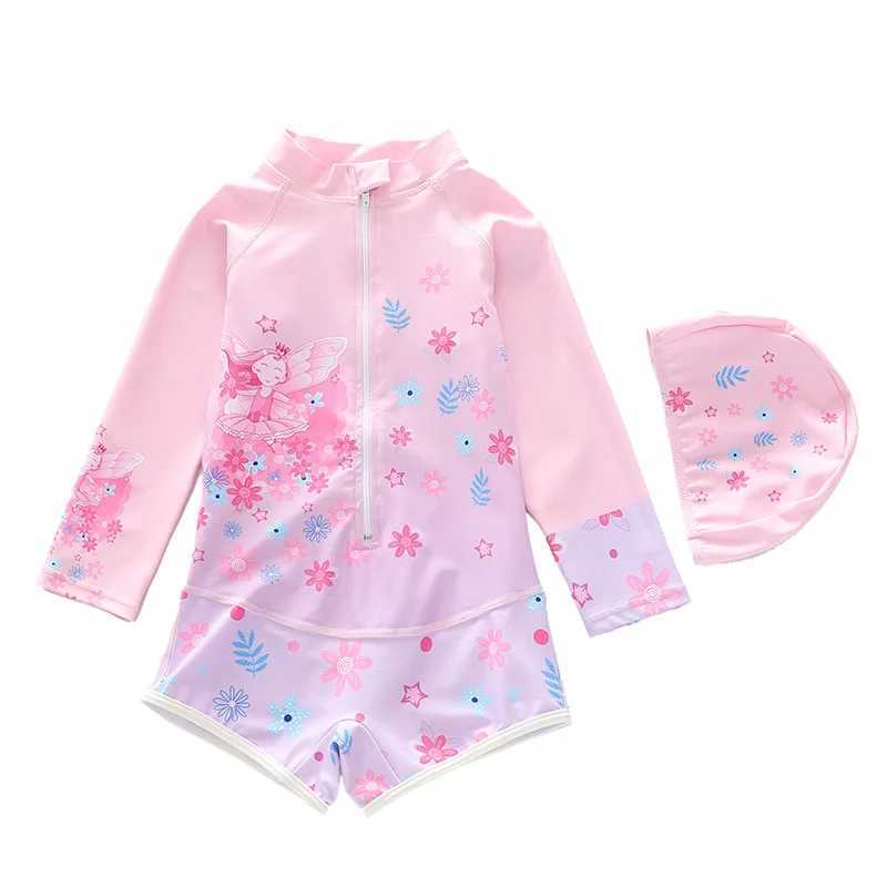 HappyFluent Sun Protection cartoon one-piece sleeping princess sized childrens swimsuit X250224