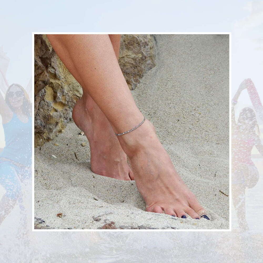 g Sier Cuban k Chain Anklet Bracelet Women Minimalist Foot Jewelry for Summer Beach Party