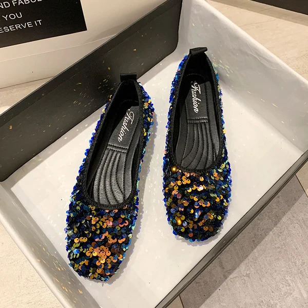 Elegant Womens Leather Shoes Comfort Autumn Casual Female Sneakers Square Toe Flats Comfortable Boat Moccasin Fall Glitter 250224