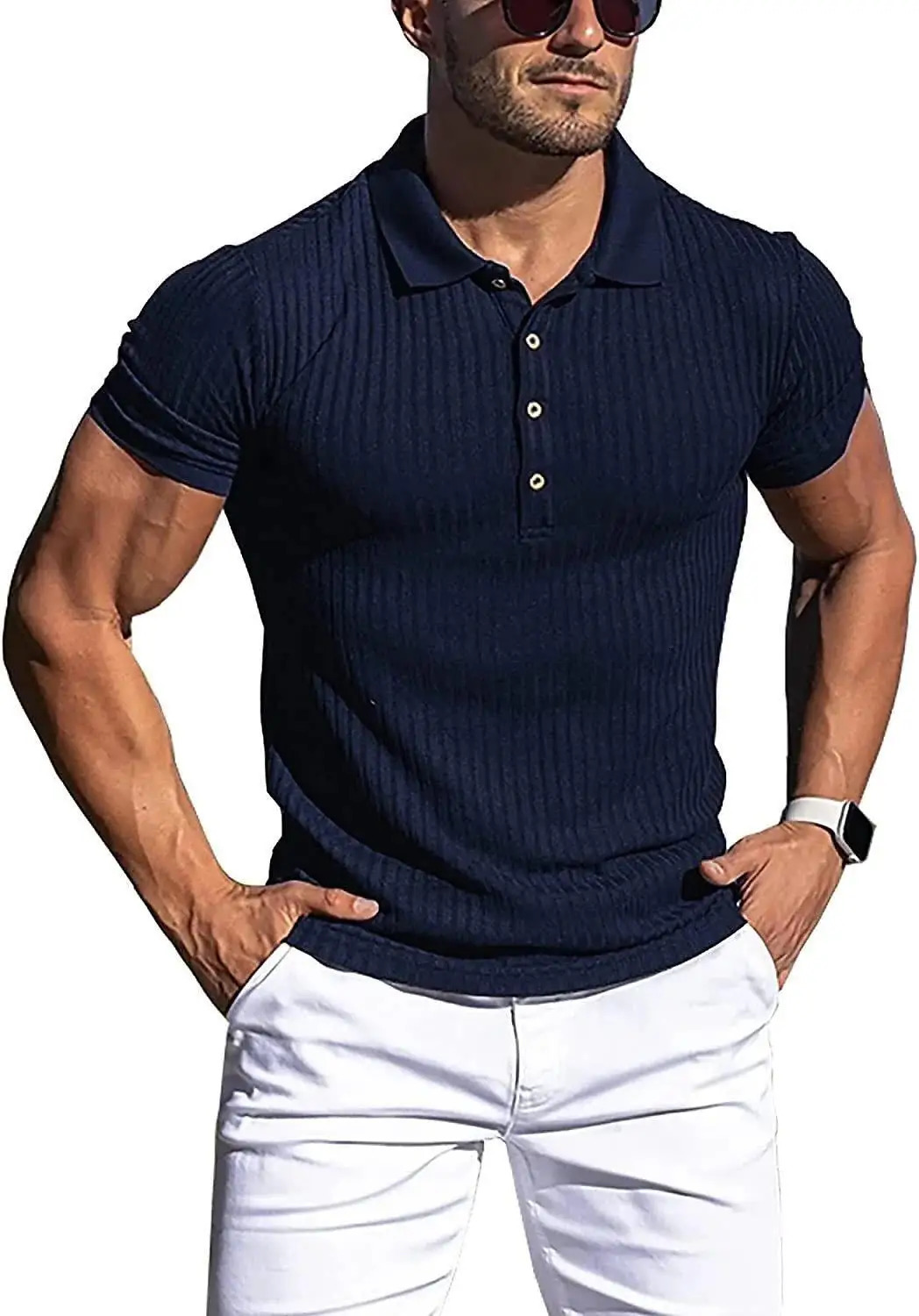 Mens polo shirt solid color short-sleeved T-shirt sports leisure high quality fashion mens wear 250224