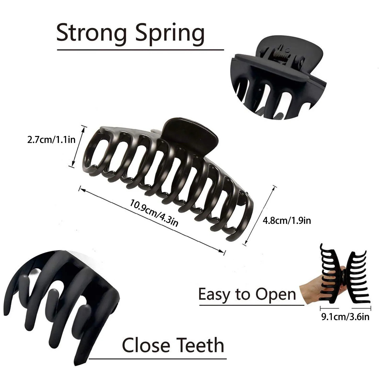 Womens Elegant Black Geometric Plastic Hair Claw Lady Sweet Long Holder Toothed Clips Hairpins Fashion Accessories 250218