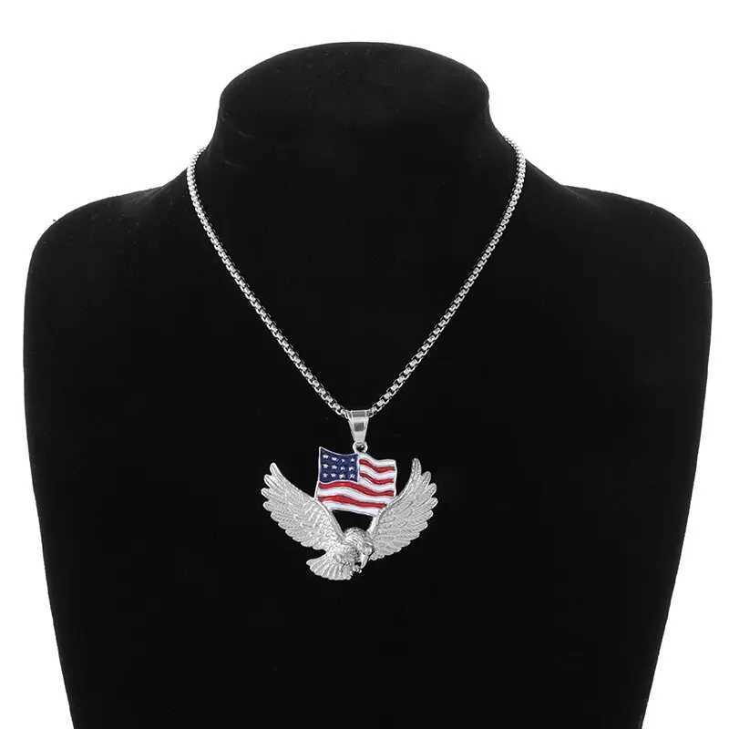 Vintage Flag Pendant Necklace Mens Hip Hop Rock Party Jewelry Gift X250224
