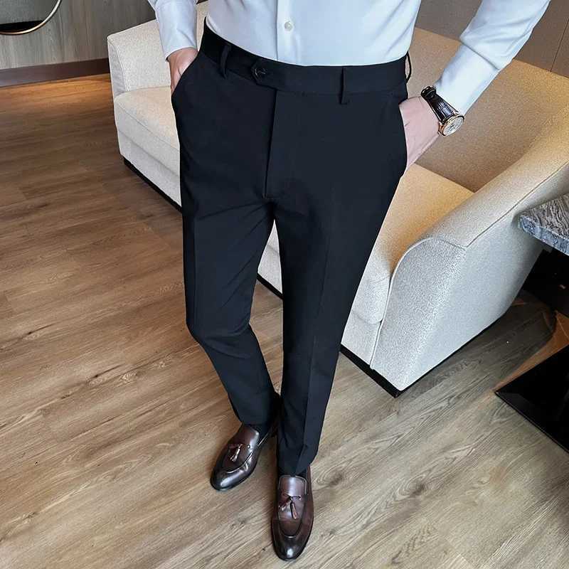 SIZE 28-44 High-end Brand Boutique Real-time Solid Color Mens Casual Business Suit Pants Luxury Mens Slim Casual Trousers W250225