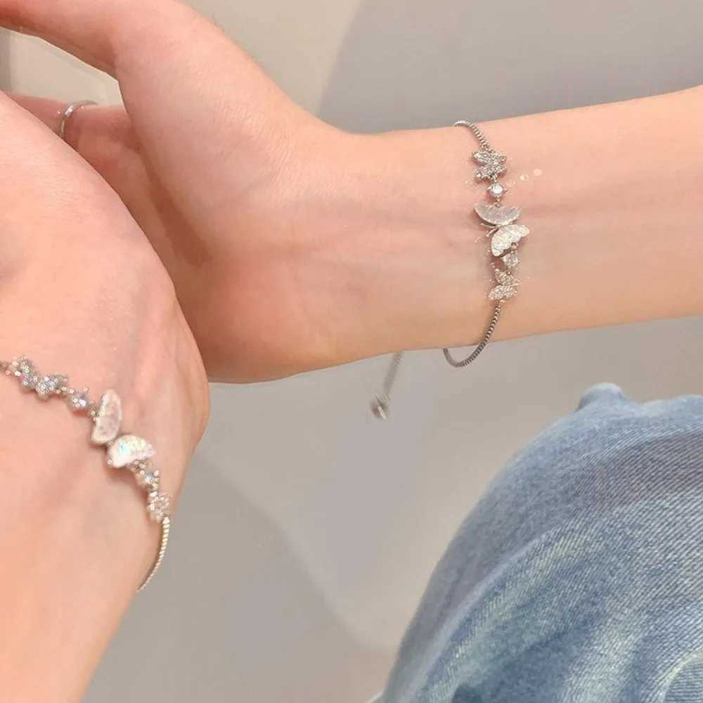 New Arrival Fashion Zircon Butterfly Bracelet for Women Luxury Silver Color Personality Bangle Party Jewelry Accories GiftsXJ250225