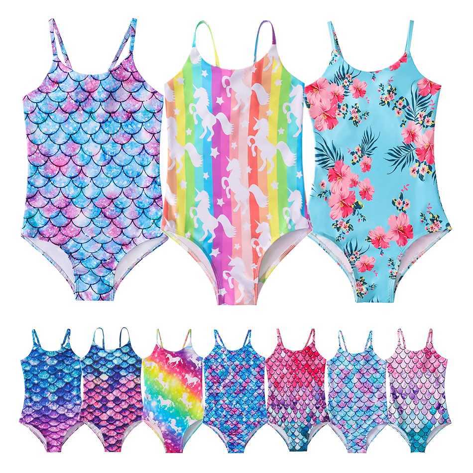 Childrens Mermaid Swimsuit New Girls One Piece Swimsuit Girls Hot Spring Sling Swimsuit Water Sports Quick Drying Swimsuit X250224