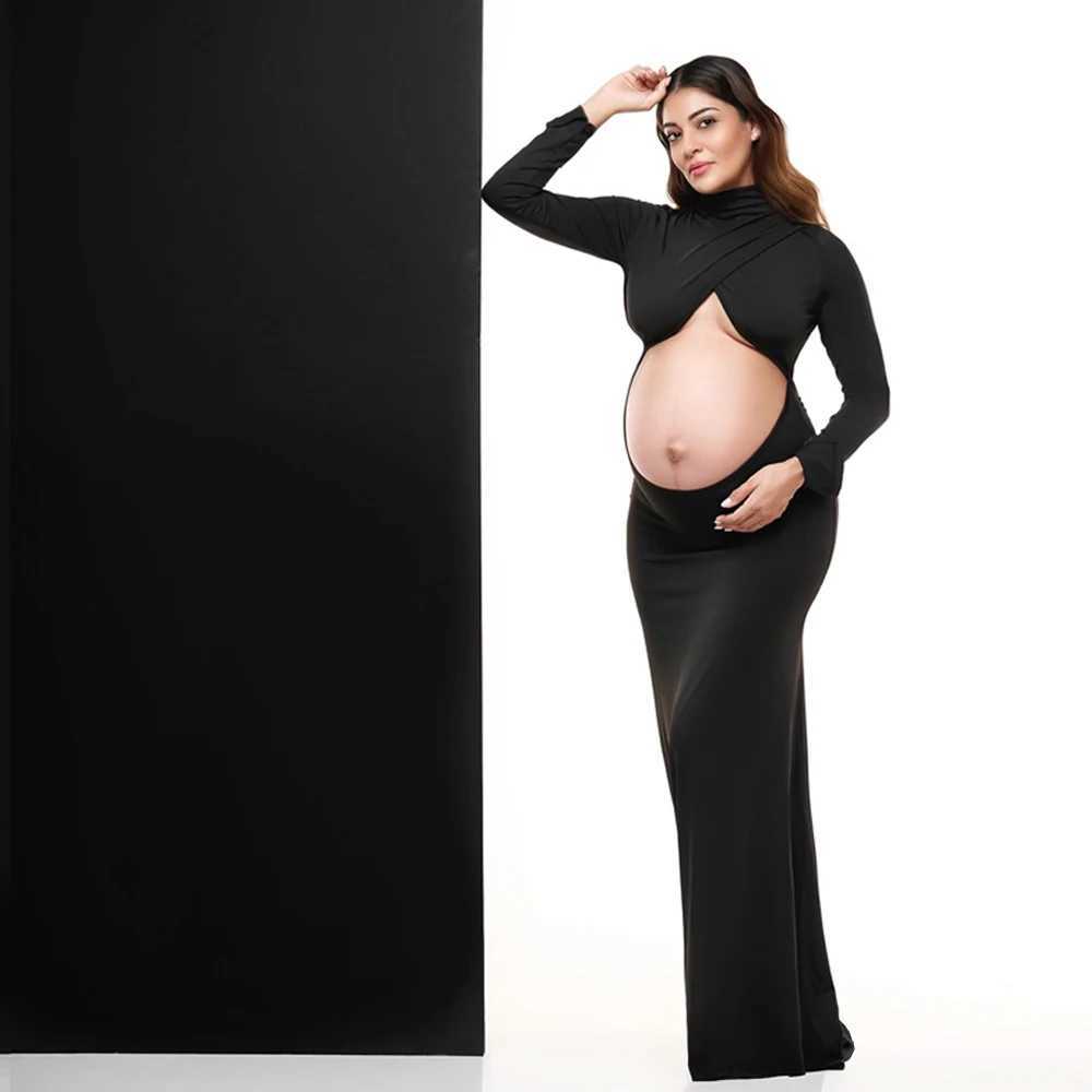 Maternity Photography Props Dress Sexy High Stretch Fabric Slim Fit Open Belly Dress Photo Shoot Dress For Pregnant Women X250224