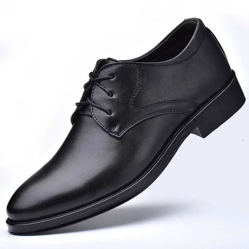 Customizable Selling Man Formal Black Leather Shoes Men Lace Up Oxfords Male Wedding Party Office Business Casual Shoe 250224