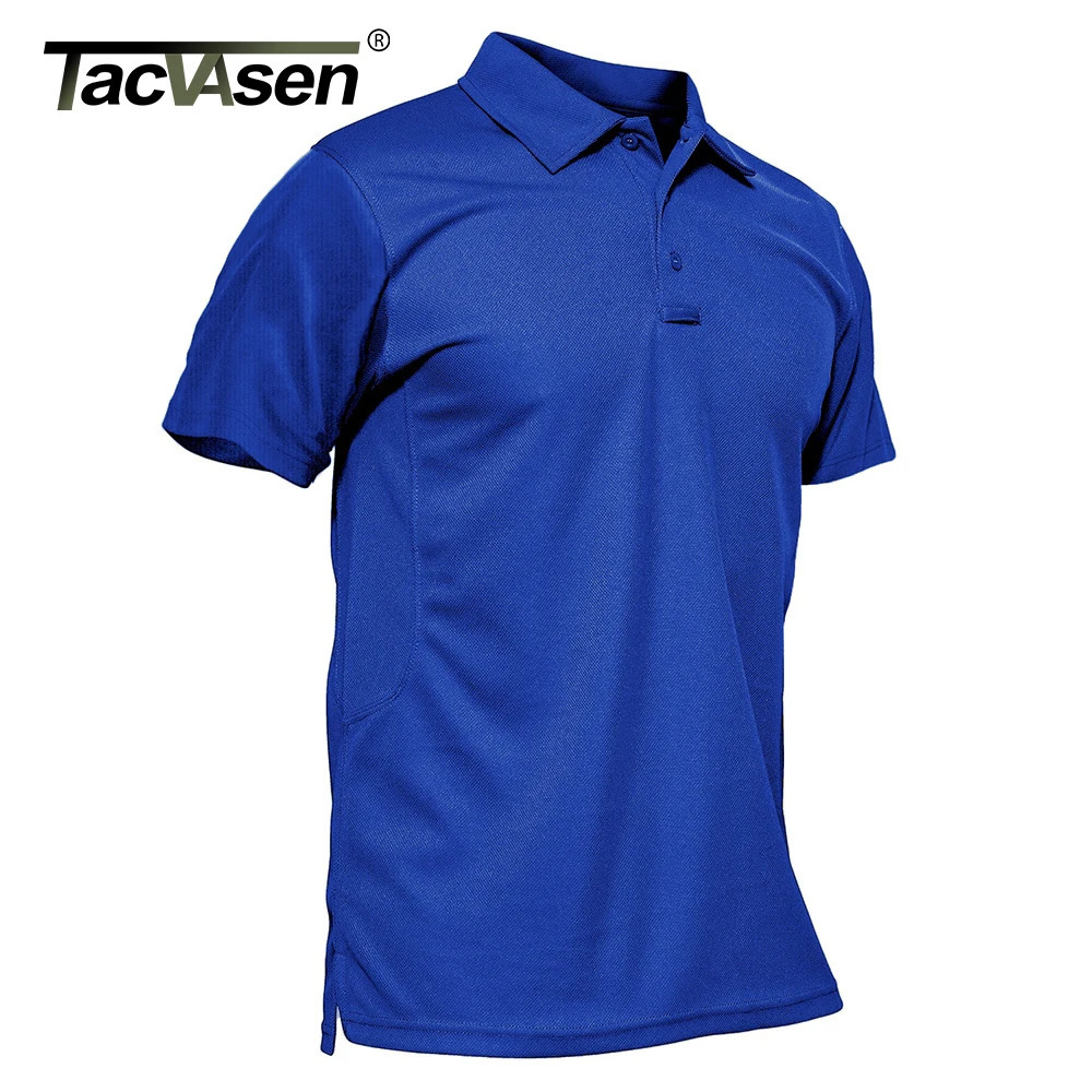 TACVASEN Summer Colorful Fashion Polo Tee Shirts Mens Short Sleeve T-shirt Quick Dry Army Team Work Green T-Shirt Tops Clothing 250224
