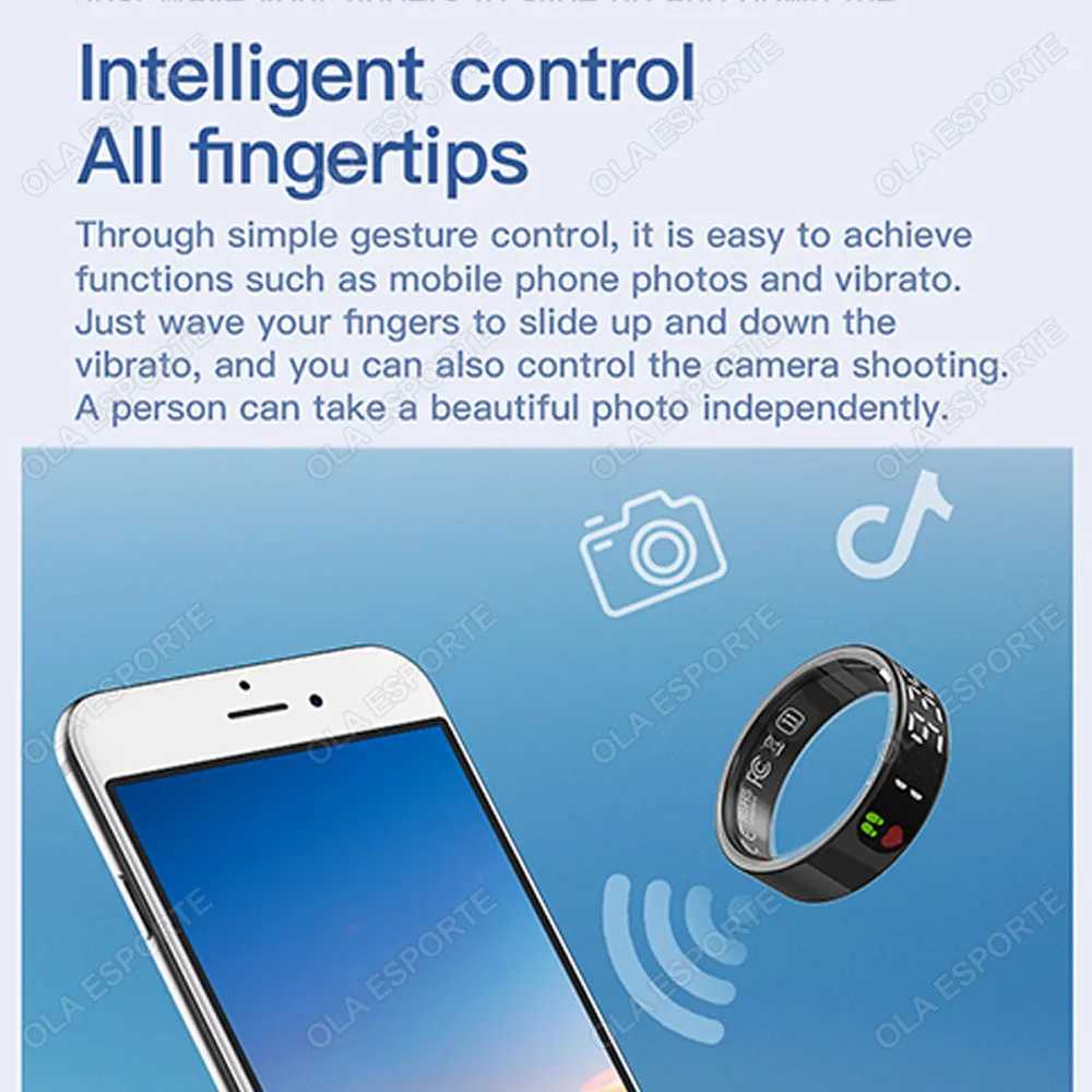 2025 New LED Screen Display Smart Ring For Xiaomi Ring Health Monitor Gesture Swipe Video/Brush Touch 5ATM Waterproof Smartring W250225