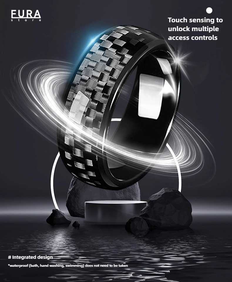 New carbon fiber CUID smart ring T5577 NFC access control attendance sensor card can clone the RFID multi-function smart ring W250225