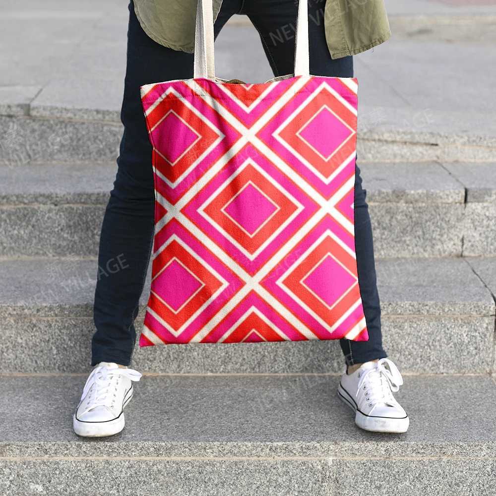 Canvas shoulder bag organization storage Handbags cosmetics travel Womens bag Shopping Fabric pouch nordic boho Customizable Z250224-1