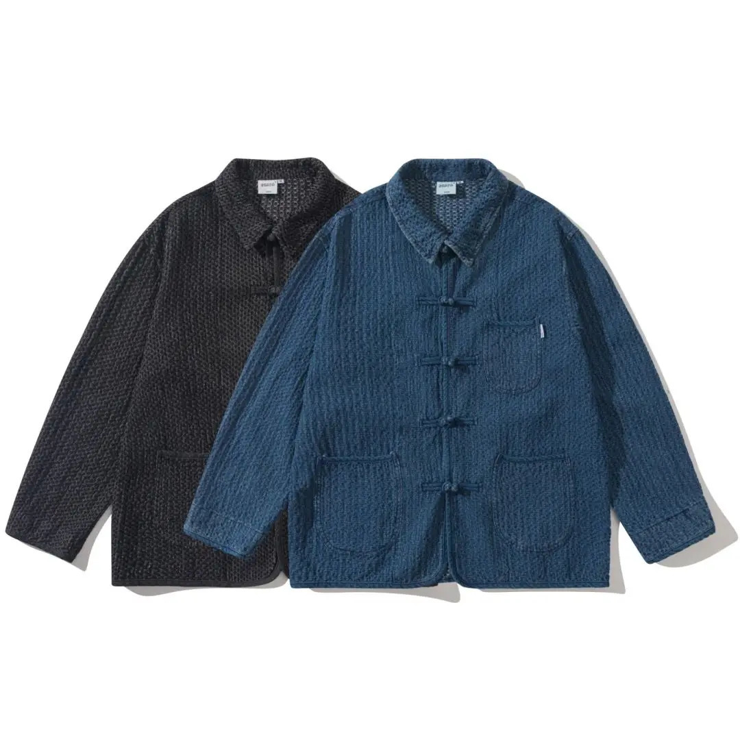Jean Jacket Men Cityboy Chinese Style Buckle Loose Casual Vintage Fashion Denim Jackets Cargo Coat Spring Autumn Outerwear 250222