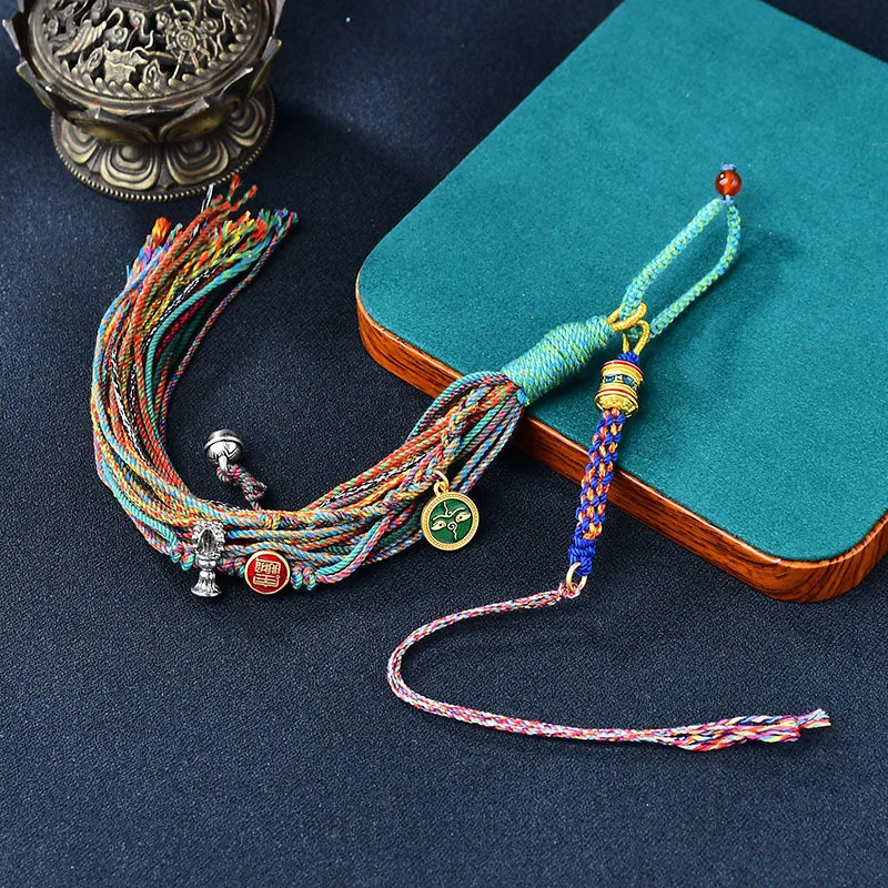 Hand-woven Pendant Lanyard Color Bag hanging Tangkazakilam Male Female Ethnic Style Retro Match Key Chain Car Pendant Accessory 250224