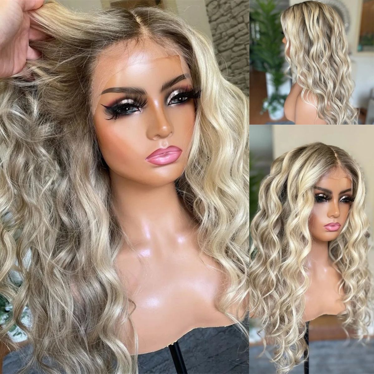 13X4 13X6 Ombre Blonde HD Transparent Loose Deep Front Brazilian Water Wave Lace Frontal Wig Simulation Human Hair Wigs For Wome