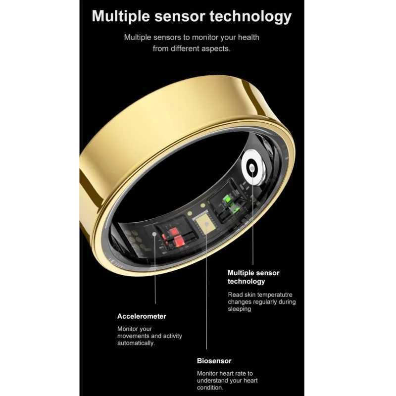 Smart Ring R09 Blood Pressure Heart Rate Skin Temperature 5ATM Waterproof Health Monitor Camera Control Sport Modes Rings Finger W250225