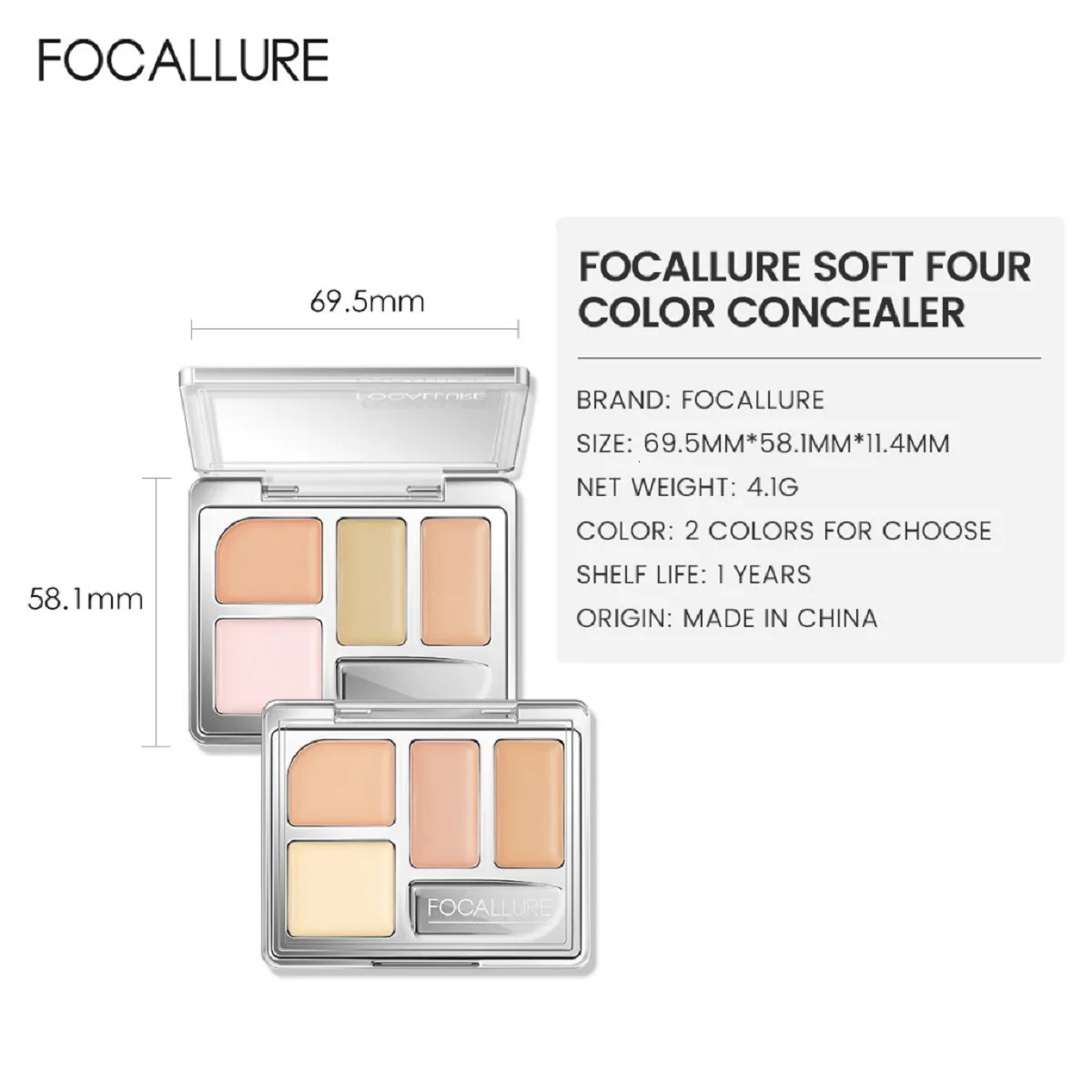 FOCALLURE Concealer Palette Full Coverage Freckles Dark Circles 4 Colors Brighten Foundation Face Contouring Makeup Cosmetics 250222