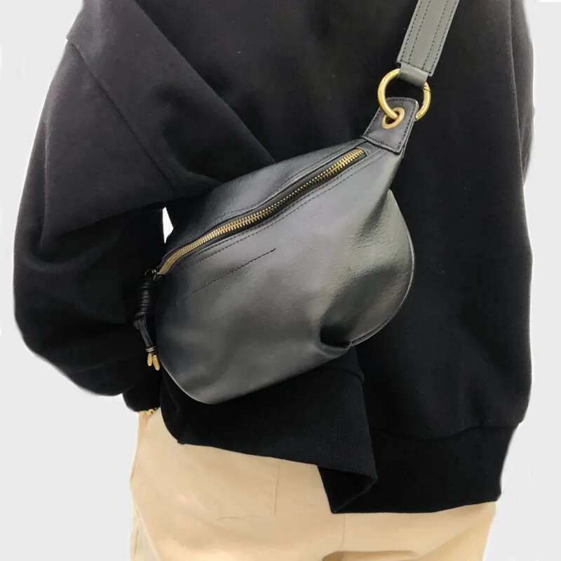 New Genuine Leather Crossbody Bags For Women Natural Cowhide Shoulder Travel Solid Color Designer Messenger Female Chest Bag