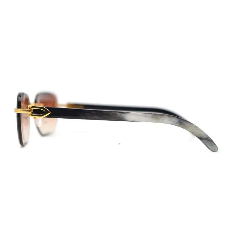 Sifier Mens Vintage Brand Name Buffalo Horn Rimless Sunglasses