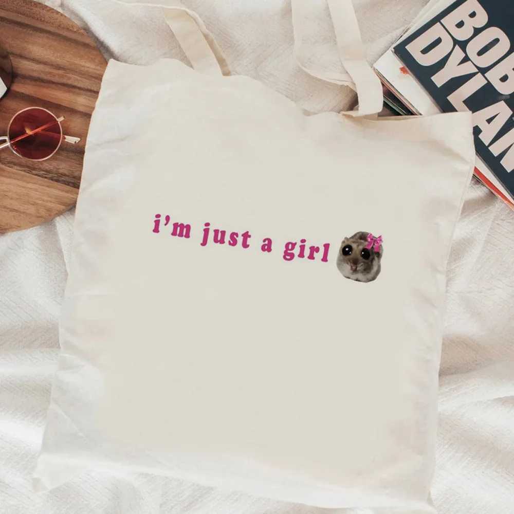 Sad Hamster shopping bag Bolso handbag reusable cotton shopping bag Z250224