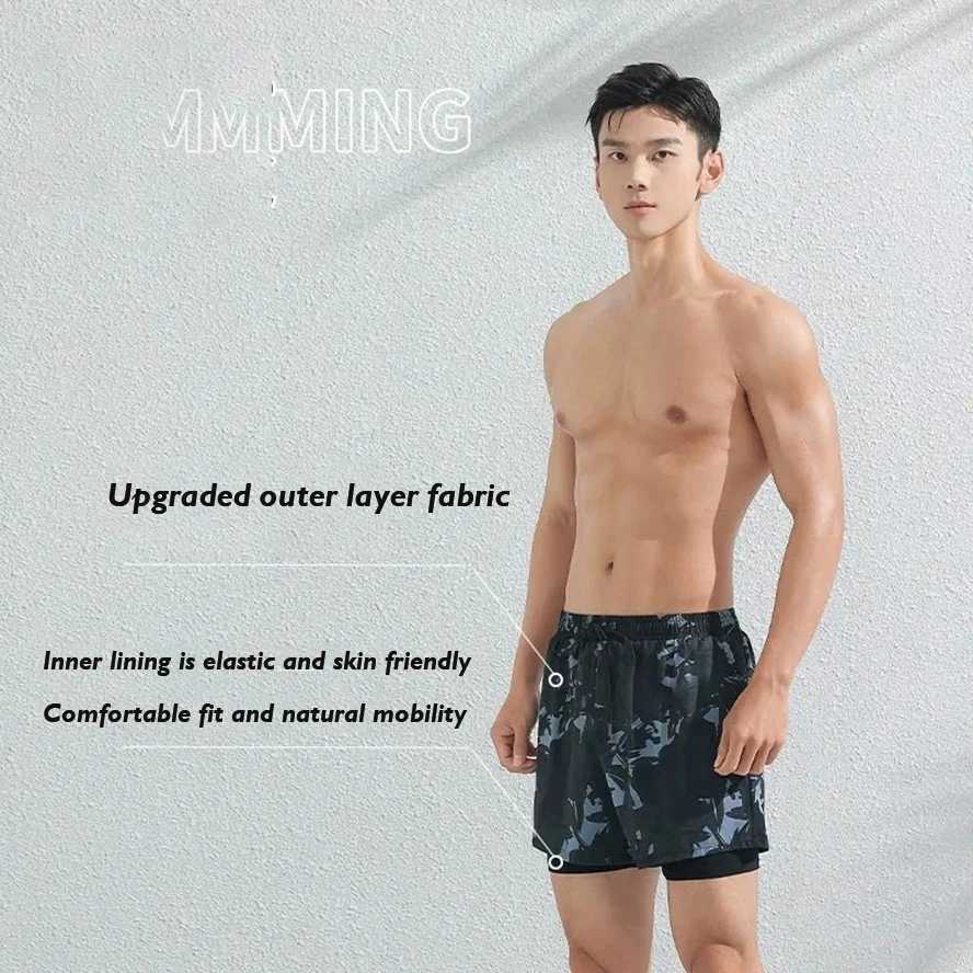 (L-5XL)Swimming Trunks Men Hot Springs Sport Shorts Quick Dry Anti Embarrassment Beach Short Pants Loose SwimsuitXJ250224