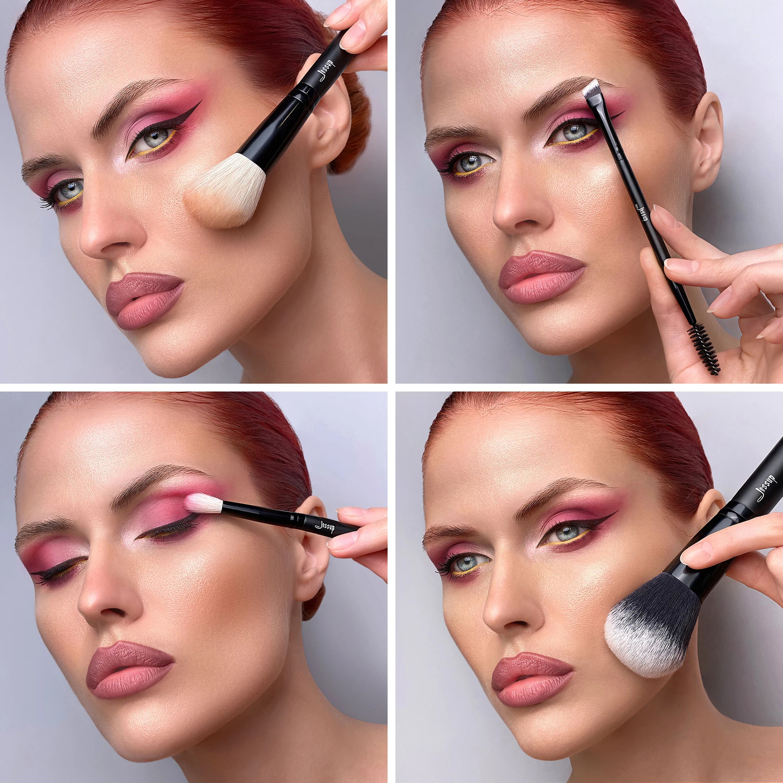 Jessup 10pcs Makeup Brushes Set Natural Synthetic Powder Foundation Eyeshadow Eyeliner Spoolie Brush Blush Eyebrow Broach T323 250305