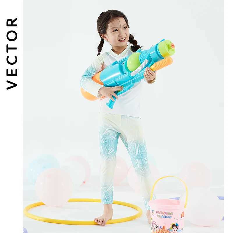 VECTOR 2023 Childrens Swimsuit Sunscreen Swimsuit Bikini Breathable Split Suit Summer Beach Long-sleeved Swimsuit Can Be Split X250224