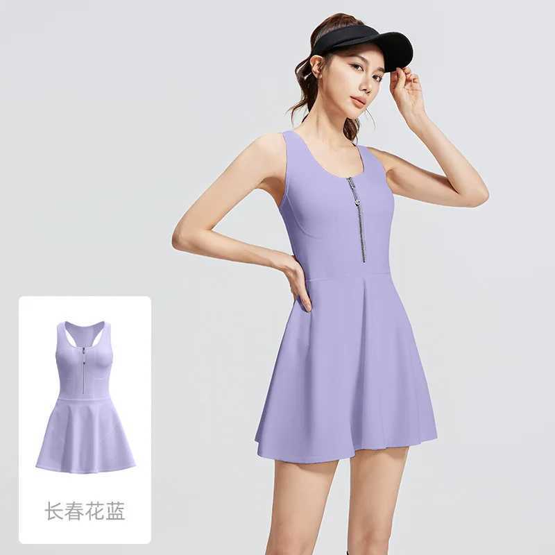 #3440 Summer Sveless A-line Dress Women High Waisted Tank Top Dress Round Neck Zipper Sexy Slim High Stretch Mini Dress BraXJ250224