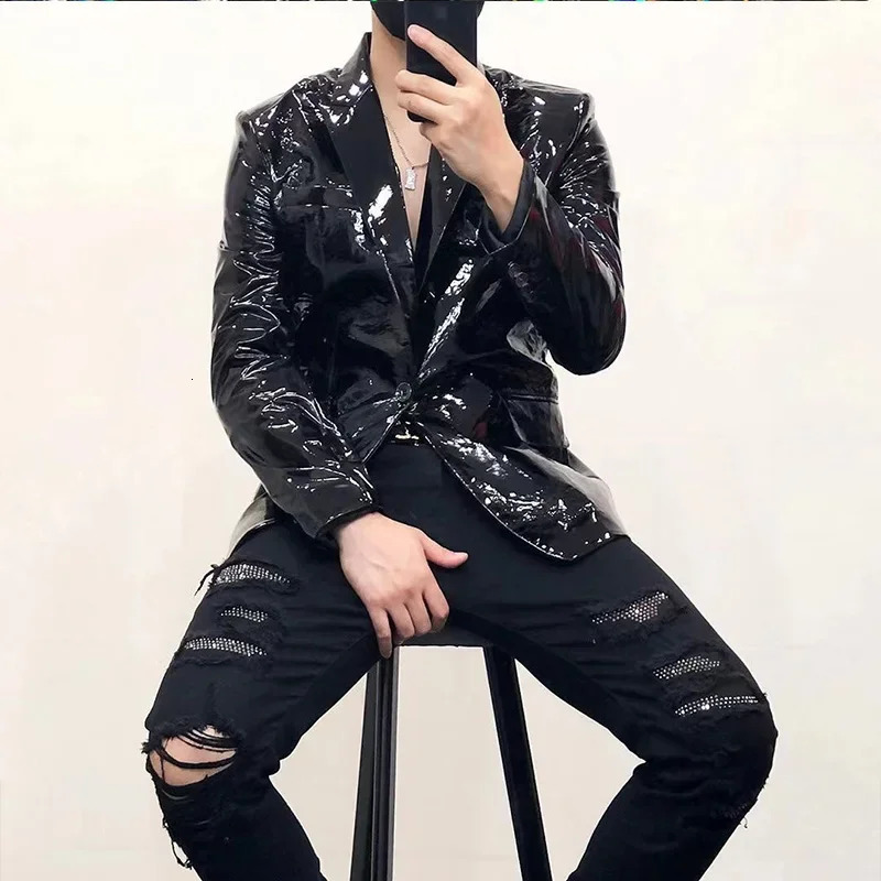 Men Leather Suits Jacket Fashion Slim Casual Coats Solid Color Business Suits Jackets Mens Tops Mens Clothing 2024 Winter 250224