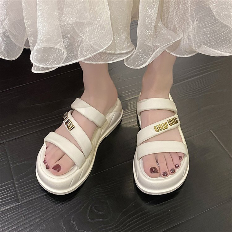 free shipping designer Sandals for woman outdoor breathable shoes soft sole Solid Beach white slipps womans