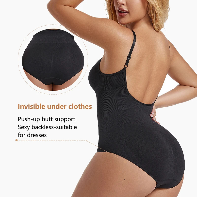Sexy backless tight fitting clothes with seamless abdominal control and shaping Camis top low back underwear 250213