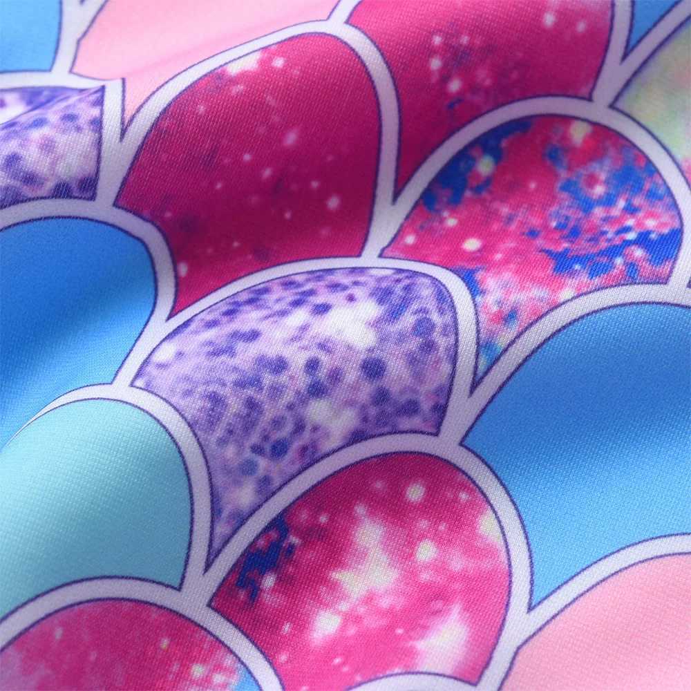 VIKITA Kids Mermaid Print Colorful Swimsuit One Piece Girls Backless Bathing Suits Children Swimwear Kids Travel Beachwear 4-10Y X250224