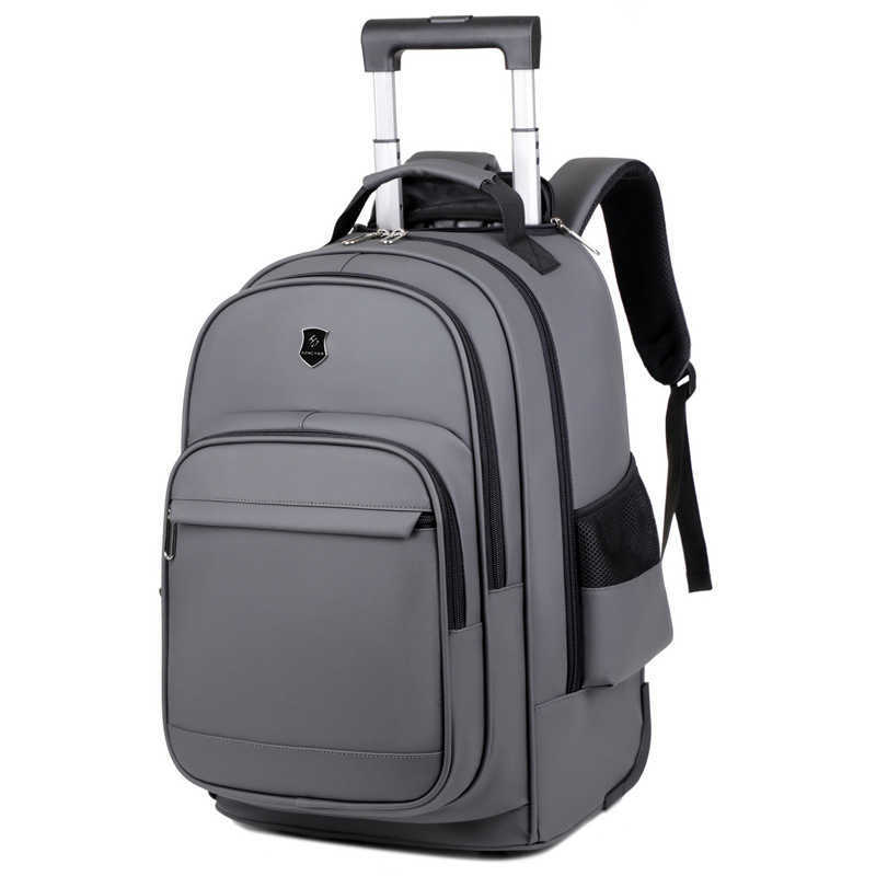 New Backpack Casual Sports and Fitness Bag Pu Pull Rod Wheel Bag Gift Backpack Carried on Both Shoulders and Dragged Day Backpack Travel Bag 241225