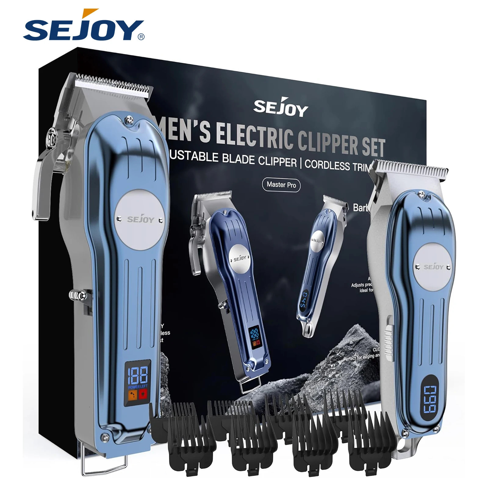 Sejoy Hair Clippers for Men Cordless Trimmers with LCD Display Guide Combs Cutting Machine Rechargeable Barber Kit 250217