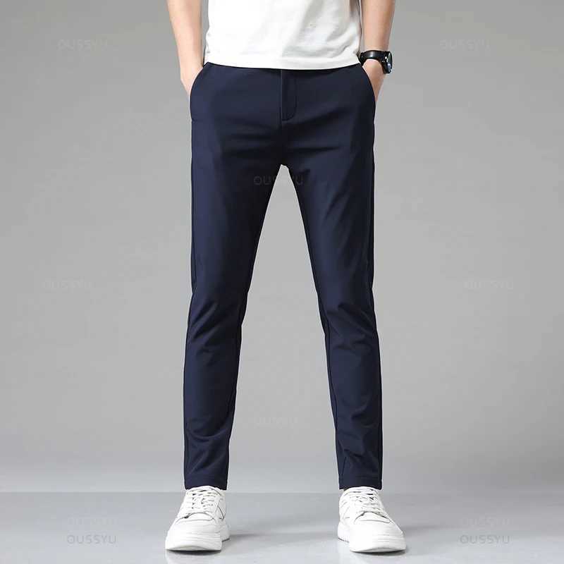 Mingyu Brand Spring Summer Stretch Pants Men Thin Elastic Waist Business Straight Classic Solid Color Black Casual Trouser Male W250225