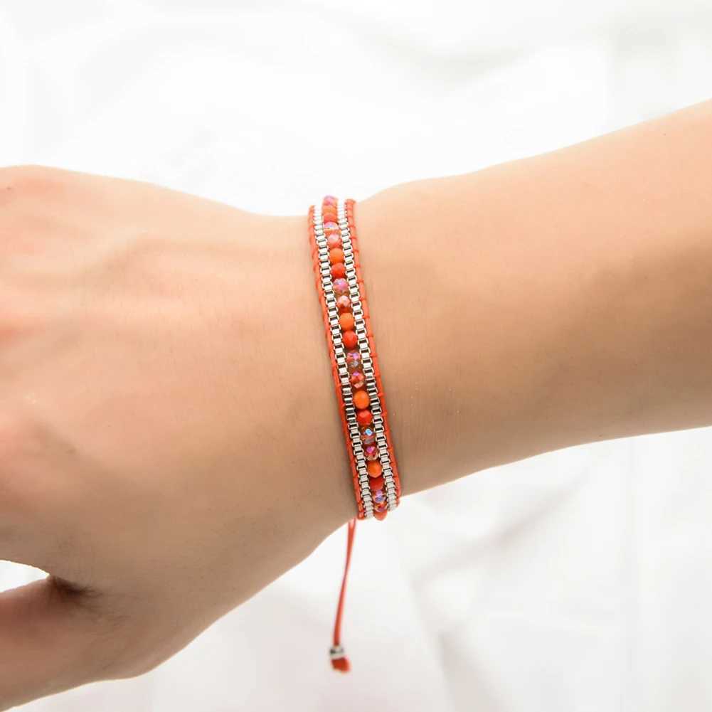 Bohemian Ladies Bracelet Fashion Hand-woven Bracelet Crystal Single Layer Beaded Bracelet National Wind Friendship Bracelet GiftXJ250225